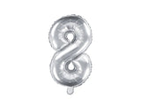 Folieballon tal "8" Sølv