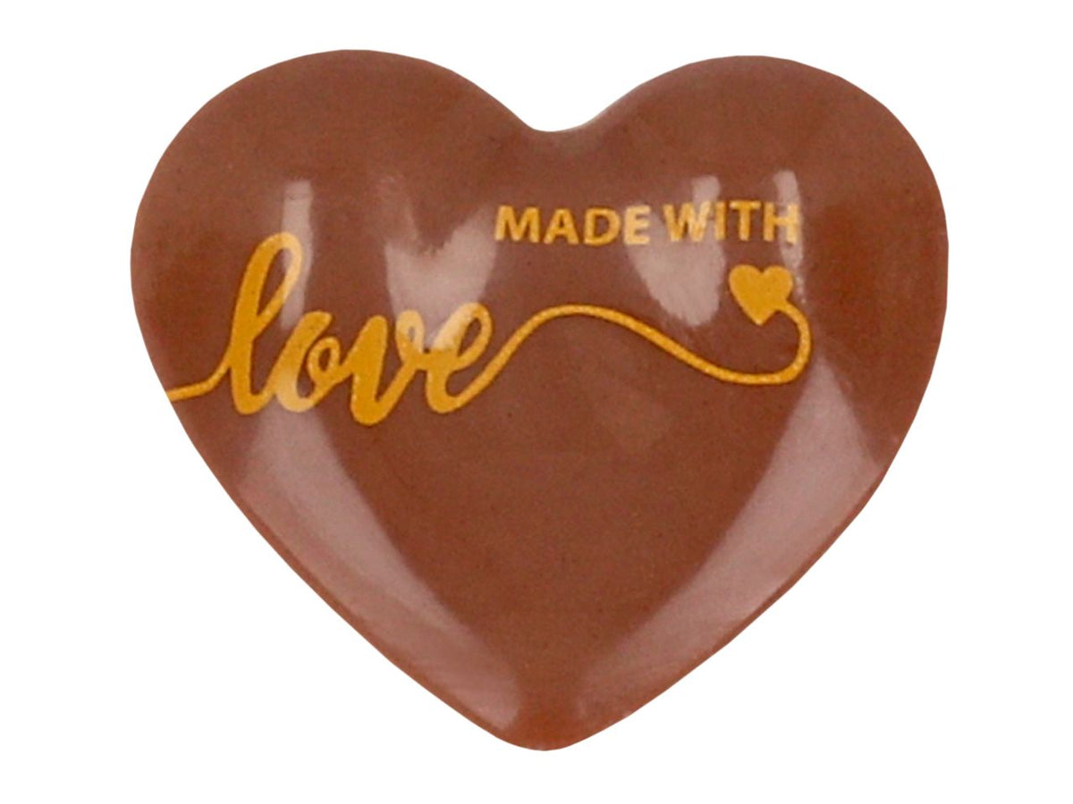 Hjerte dekorationer af chokolade - Made with love - KagerOgSager i ...