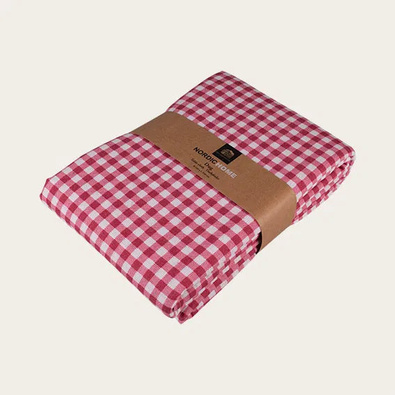 Rød ternet stof dug - 240 x 140 cm