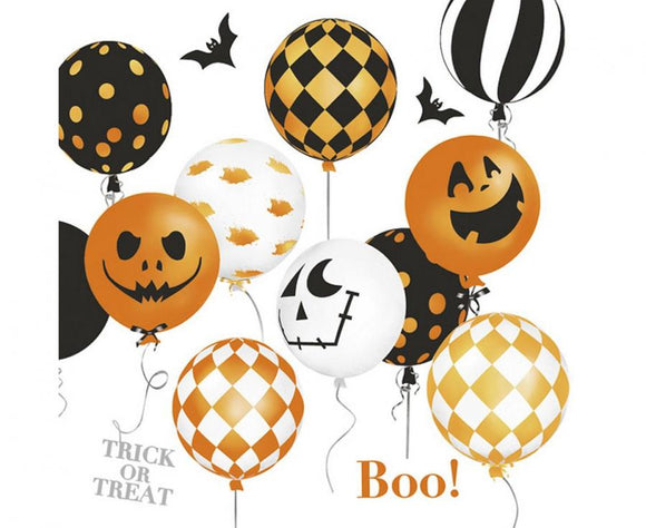 Halloween Servietter med ballon motiv - 20 stk.