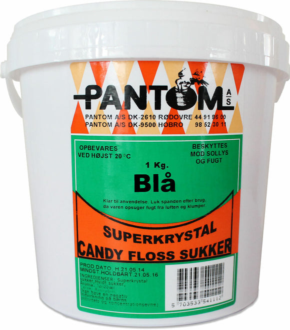 Pantom Candyfloss Sukker - Lyseblå 1kg