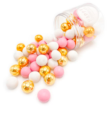 Happy Sprinkles - Chokolade kugler guld/pink XXL