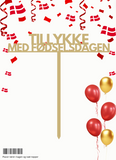 Kagetopper - Tillykke med fødselsdagen (Guld)