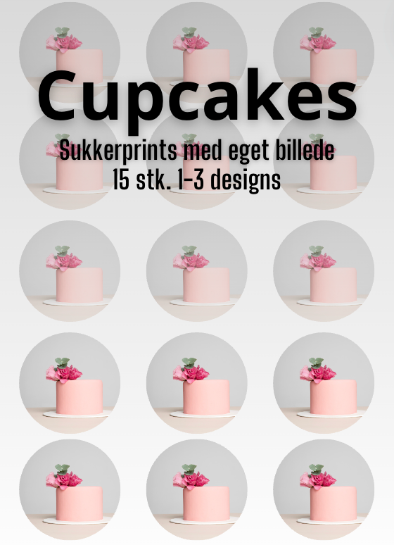 Sukkerbillede med valgfrit billede - 15 stk. til Cupcakes