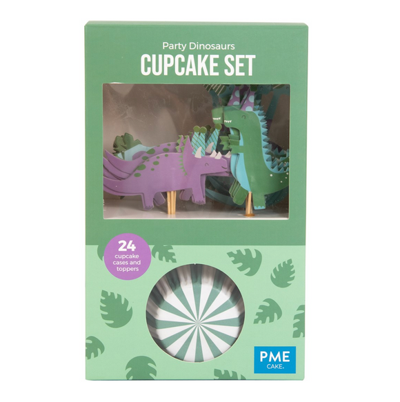 Cupcake & Topper sæt - Party Dino 24 stk