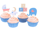 Cupcake & Topper sæt - Baby 24 stk