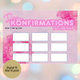 Konfirmand Skrabelod Pink | Print Selv (Digital fil)