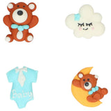 Wilton sukkerdekorationer - Baby Bliss Blue 8 stk.