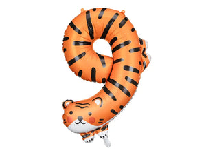 Folieballon tal "9" Tiger