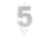 Fødselsdagslys "5" - Sølv