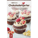 Chokolade flag hjerter - 15 stk.