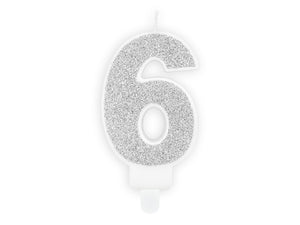 Fødselsdagslys "6" - Sølv
