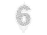 Fødselsdagslys "6" - Sølv