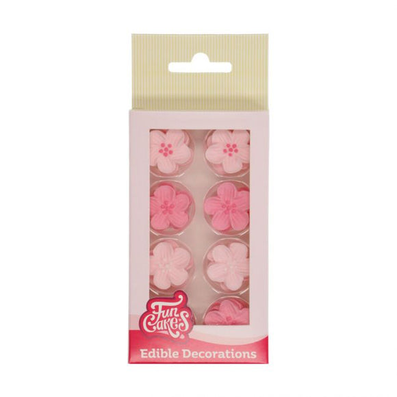 Funcakes Sukkerdekorationer - Mix pink blomster 24 stk.