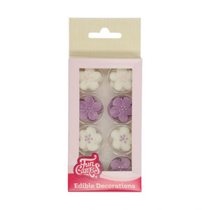 Funcakes Sukkerdekorationer - Mix lilla blomster 24 stk.