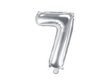 Folieballon tal "7" Sølv