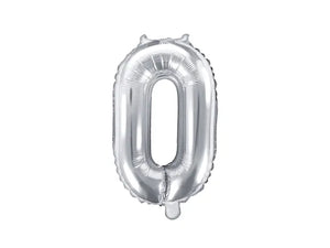 Folieballon tal "0" Sølv